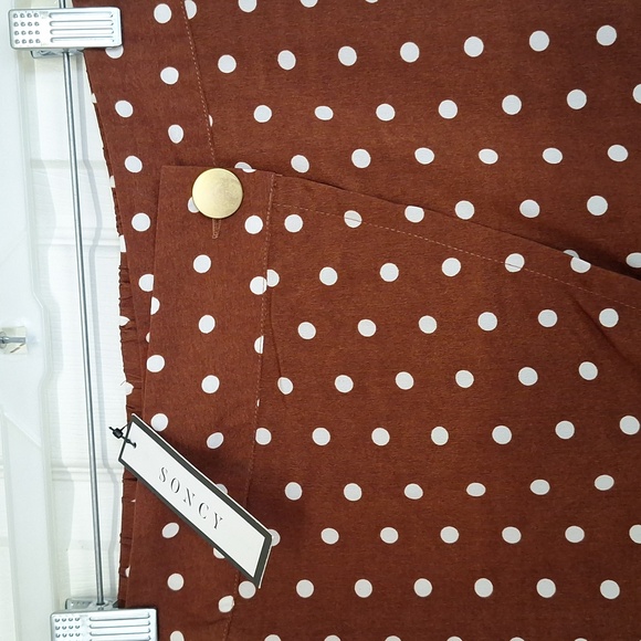 Soncy Polka Dot Wrap Skirt Size 0 (12) Brown & White NWT - Picture 2 of 8